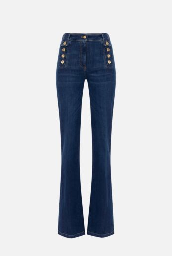 High-Waisted Button Detail Denim Jeans