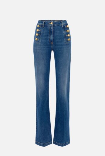 Bell-Bottom Jeans with Row Of Buttons