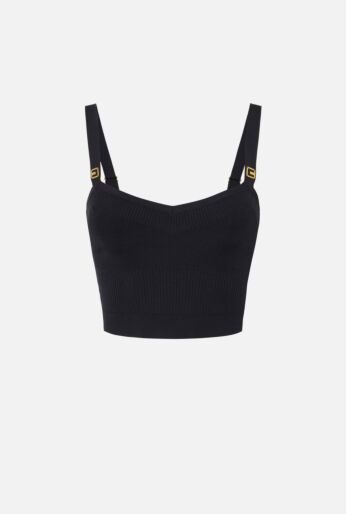 Knit top with logo details