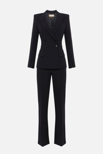 Double-Breasted Blazer and Flared Pants Set
