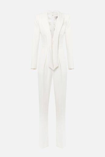 Crêpe Tuxedo Jumpsuit with Satin