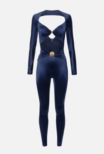 Shiny Lycra Jumpsuit with Maxi Bow