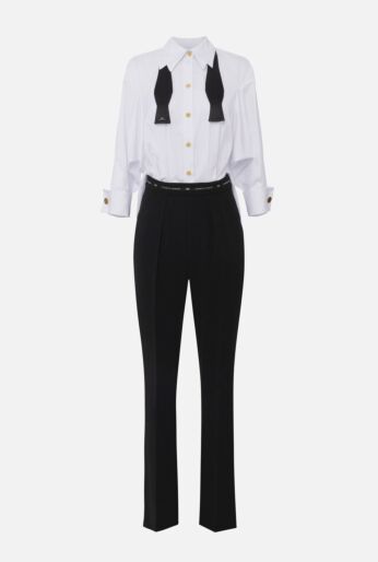 Lightweight crêpe and poplin jumpsuit